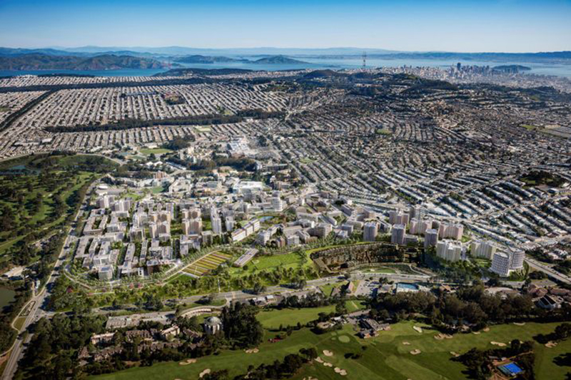 An aerial view of Parkmerced