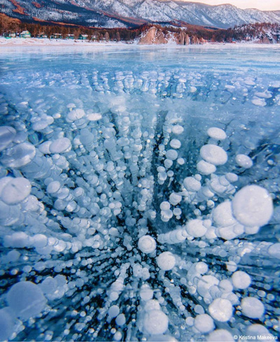 Frozen Methane Bubbles in Siberia