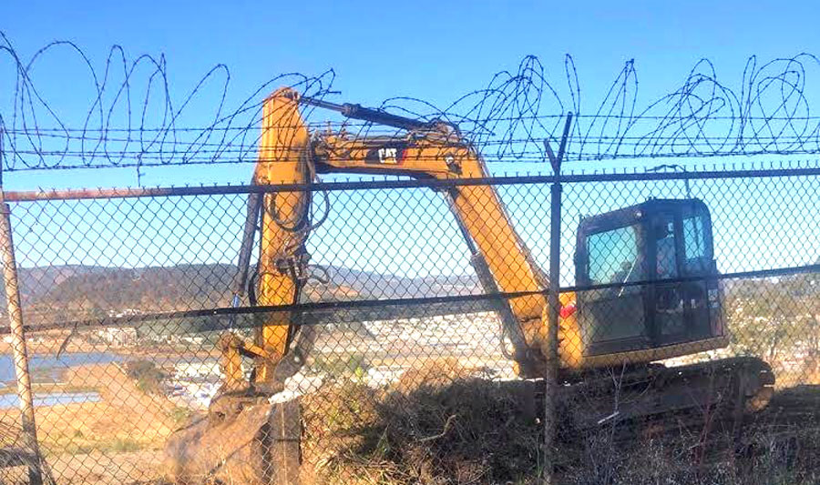 Excavating at shipyard