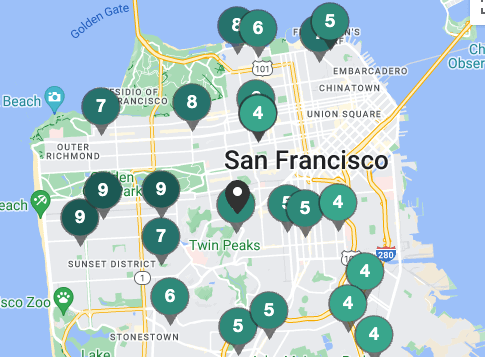 A map of the schools in San Francisco