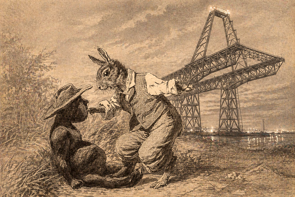 Tar baby illustration with Gantry Crane in background